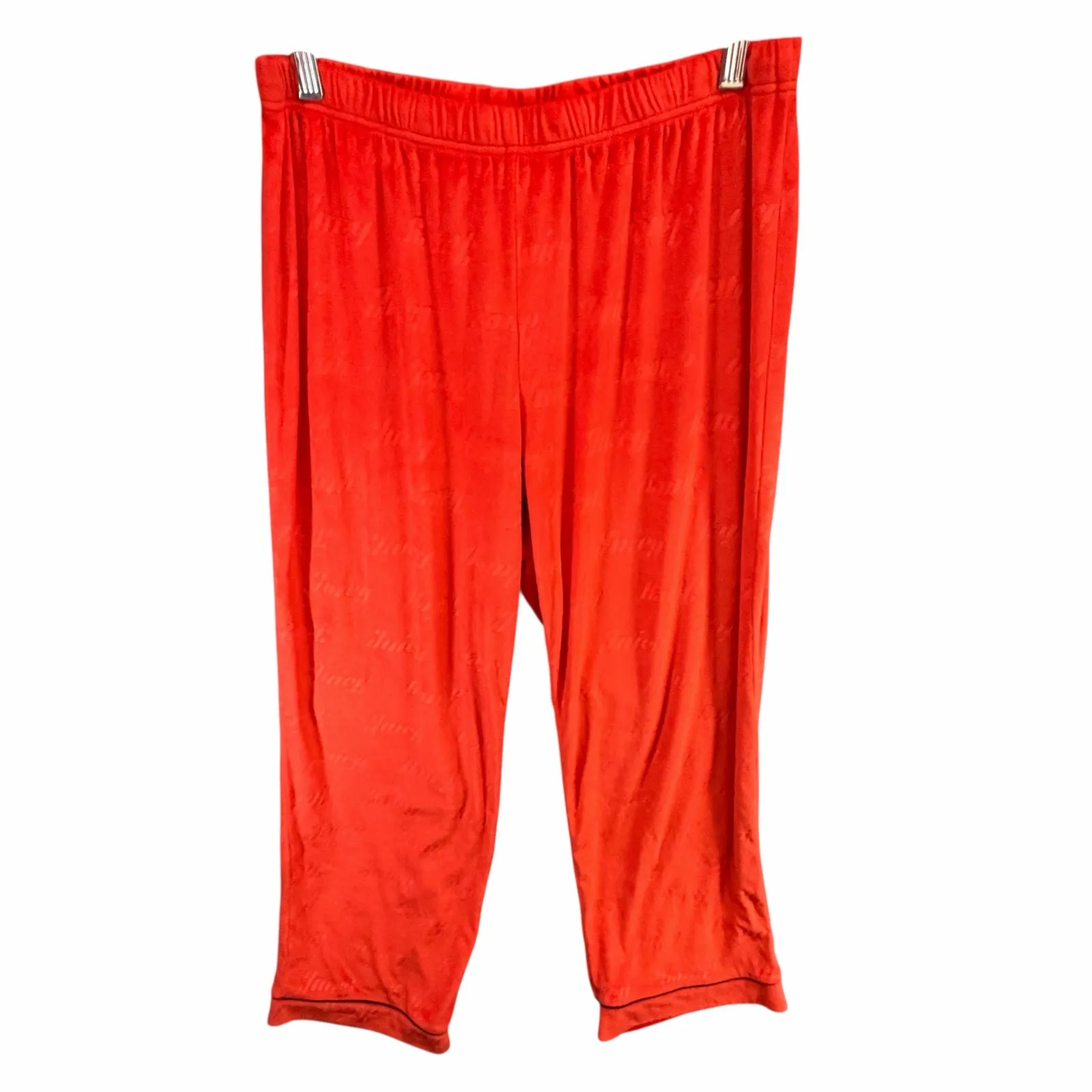 Juicy Couture Velvet Pajama Set Top & Pants Large Red Velour Embossed Logo Cozy - Image 4