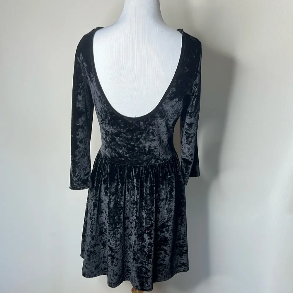Fiorucci Baby Angel Vintage Black Velvet Babydoll Dress - Image 4