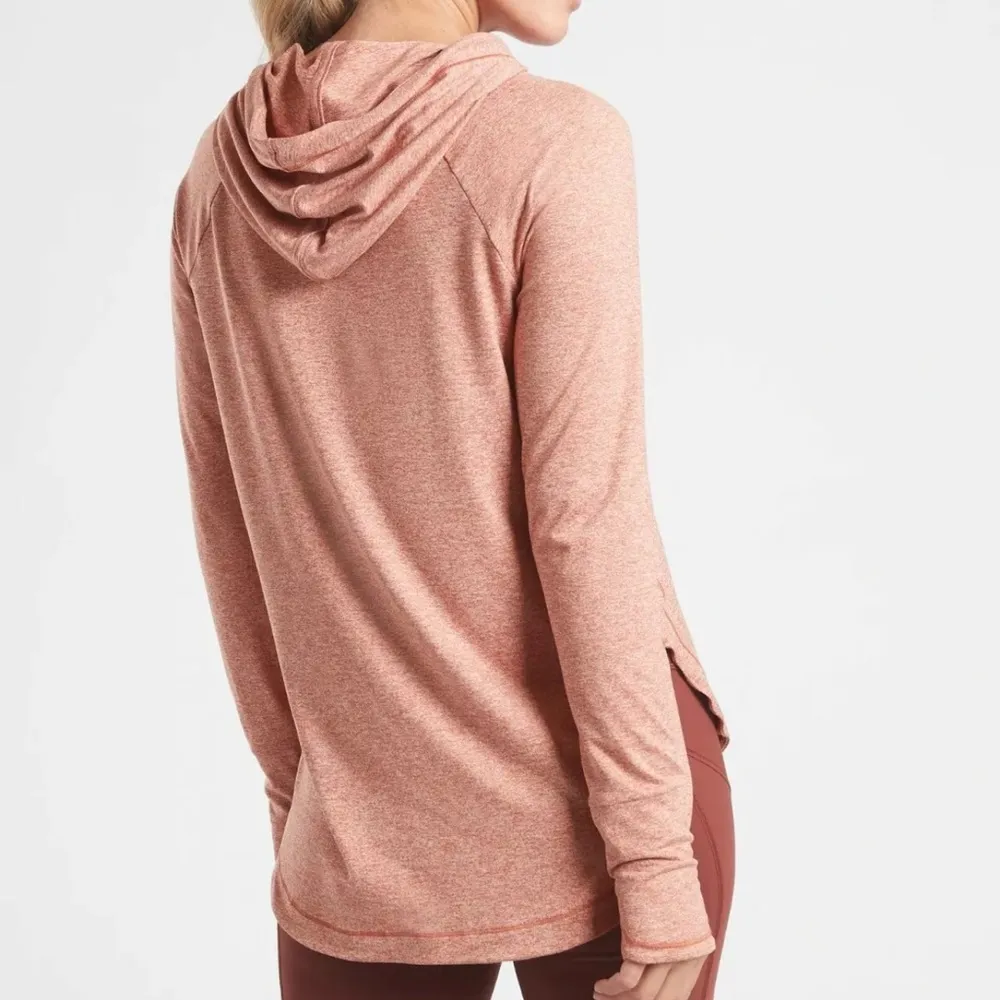 Athleta Uptempo Orange Heather Hoodie Long Sleeve Pullover - Image 2