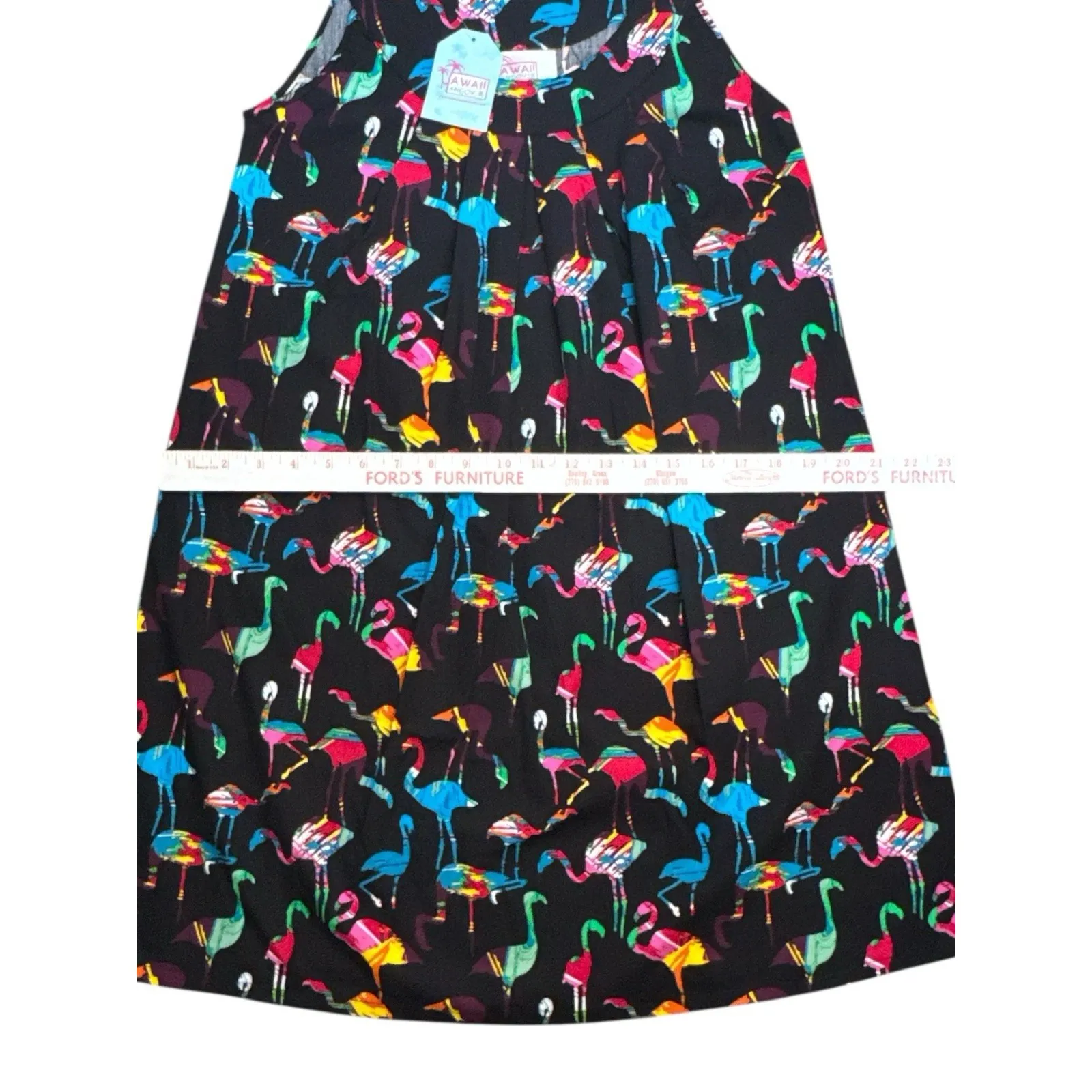 Hawaii Hangover Flamingo Party Dress Small NWT Black Multi Tropical Bird Summer - Image 5