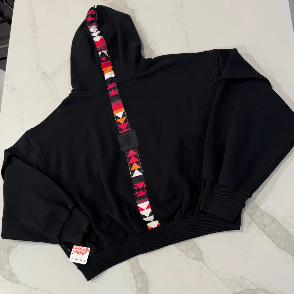 Free People Movement NWT Snow Flow Hoodie Women’s Small Black Logo Geo Stripe - Image 9