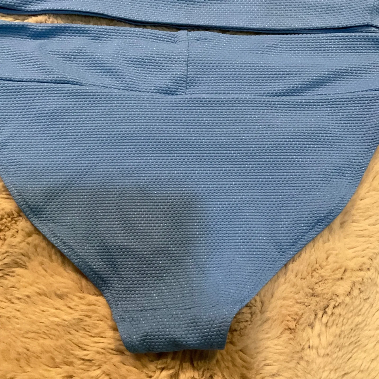 Aerie Bikini Size Large Blue Textured Waffle Knit Swimsuit‎ 2 Piece - Image 8