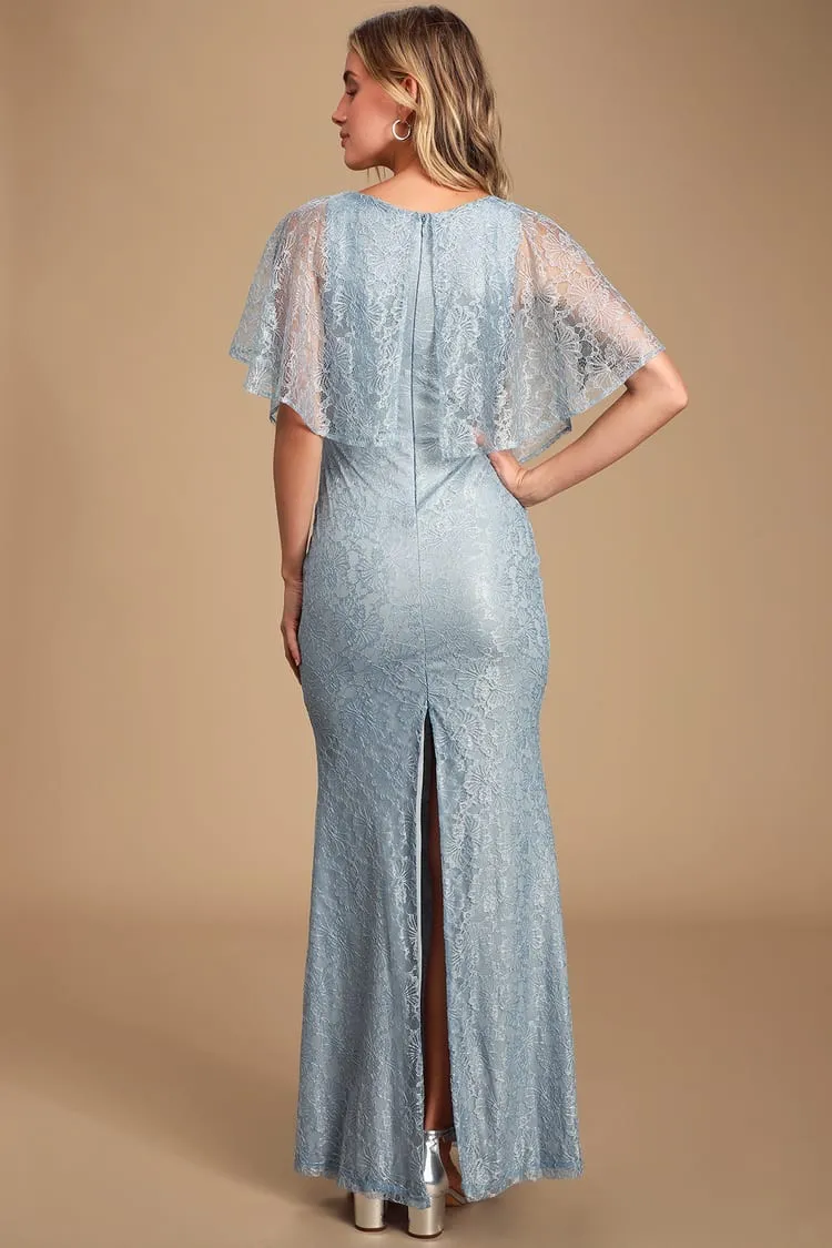 Blue Lace Maxi Dress - Image 3