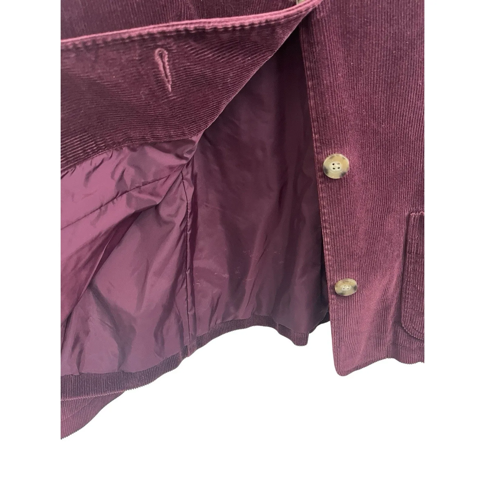LLBean Women's 14 Reg Burgundy Corduroy Pocket Notch Collar Blazer Jacket Preppy Purple - Image 8