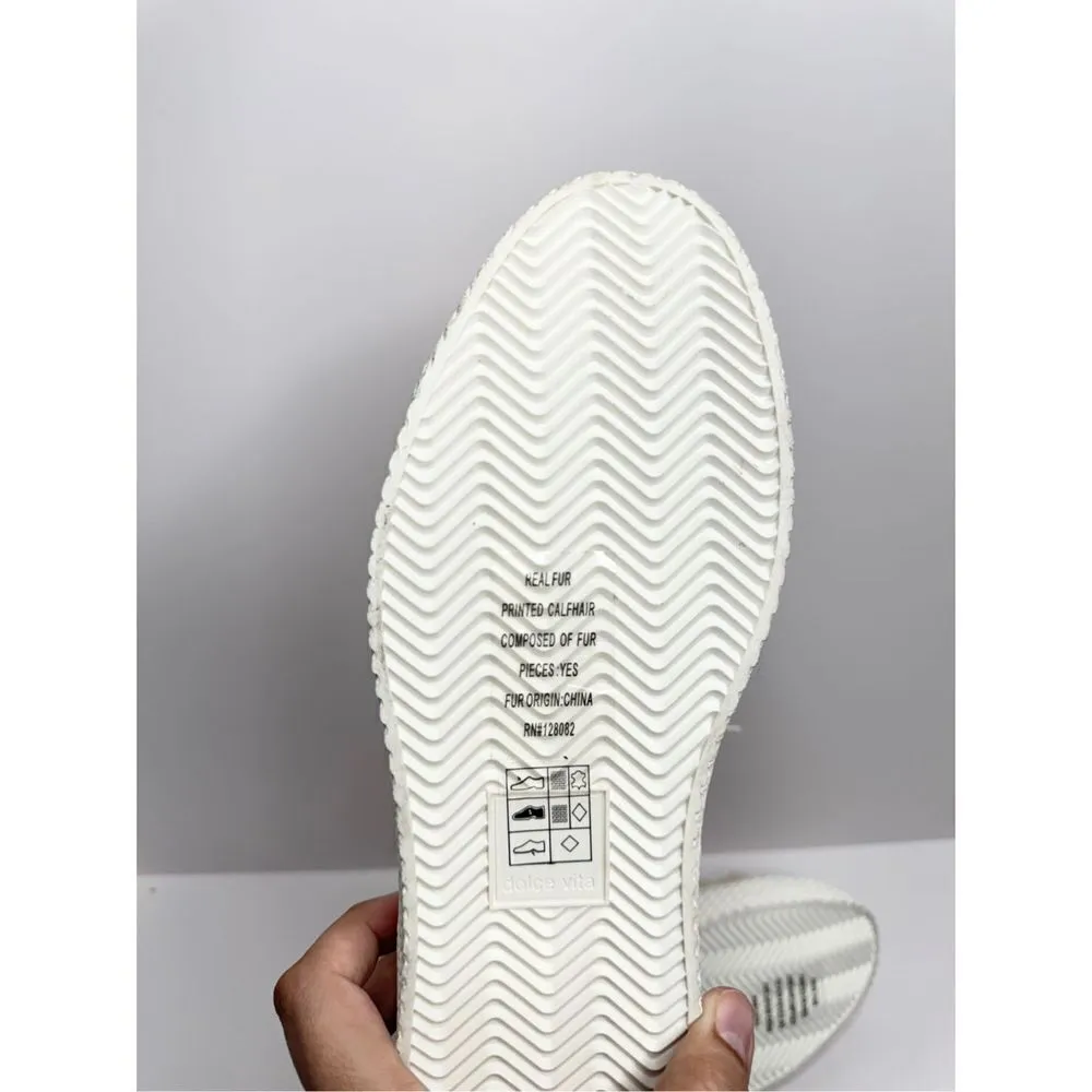 DOLCE VITA Sneakers Womens Hi Top Veola Plush Size 8.5 Fur Faux Calf Hair Suede White - Image 9