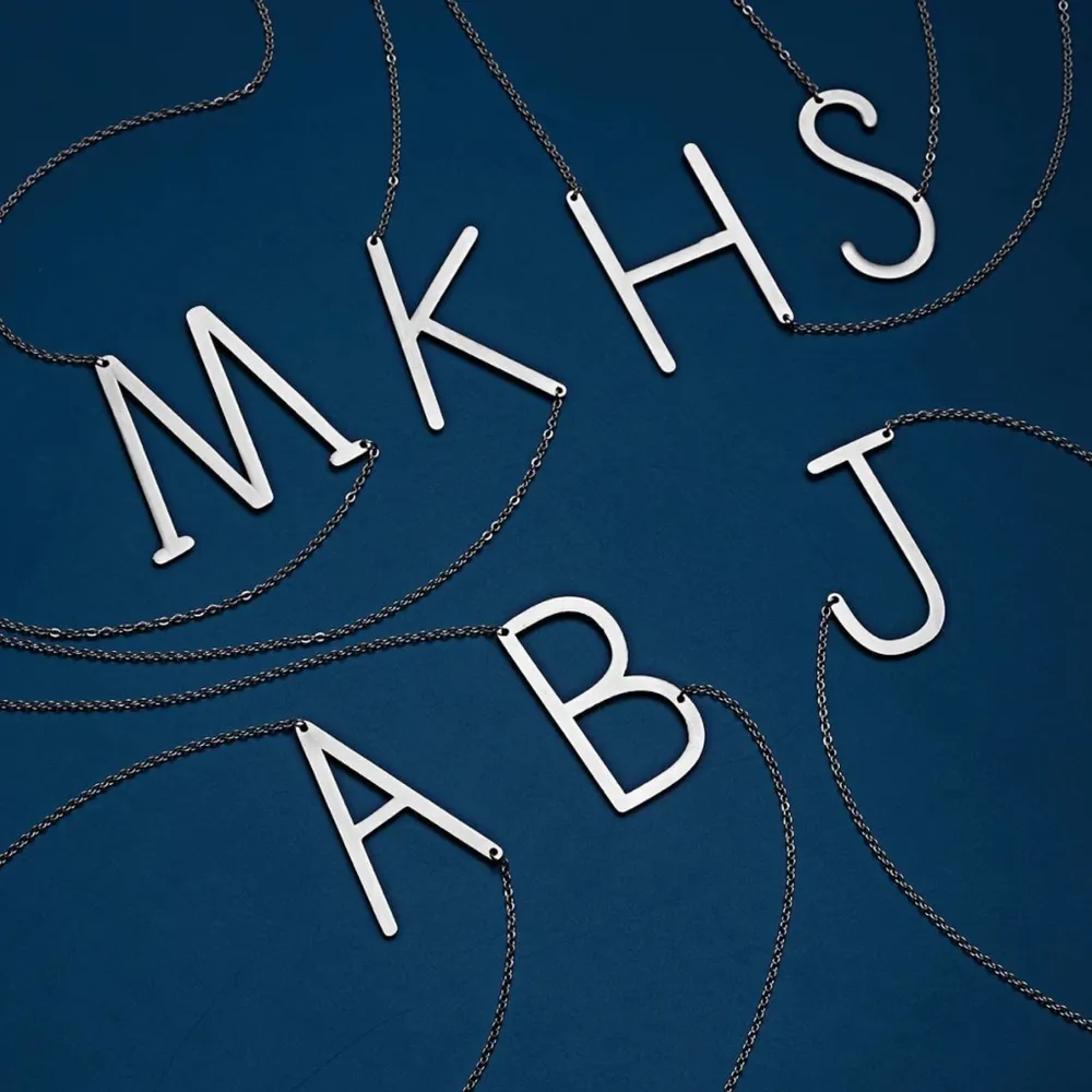 Silver Initial Stainless Steel Pendant Necklace Letters A - Image 4