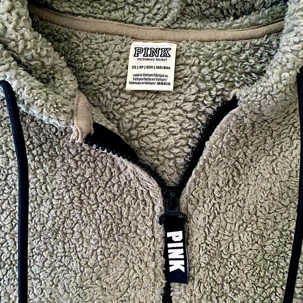 VS Pink  Sage Green Sherpa hoodie - Image 2