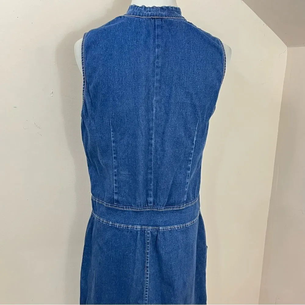 California Grown Vintage Y2K Denim Bodycon Dress L Blue Size L - Image 5