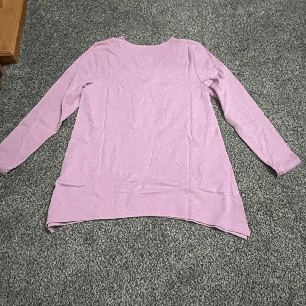 New Isaac Mizrahi mauve V-Neck Long Sleeve Shirt M - Image 12