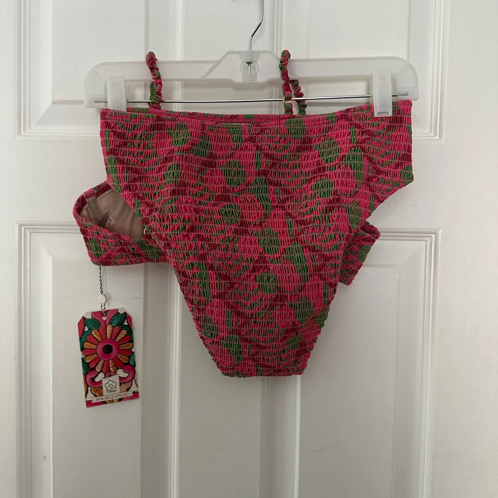 Farm Rio smocked bikini bathing suit high rise push-up seasheel small new - Image 4