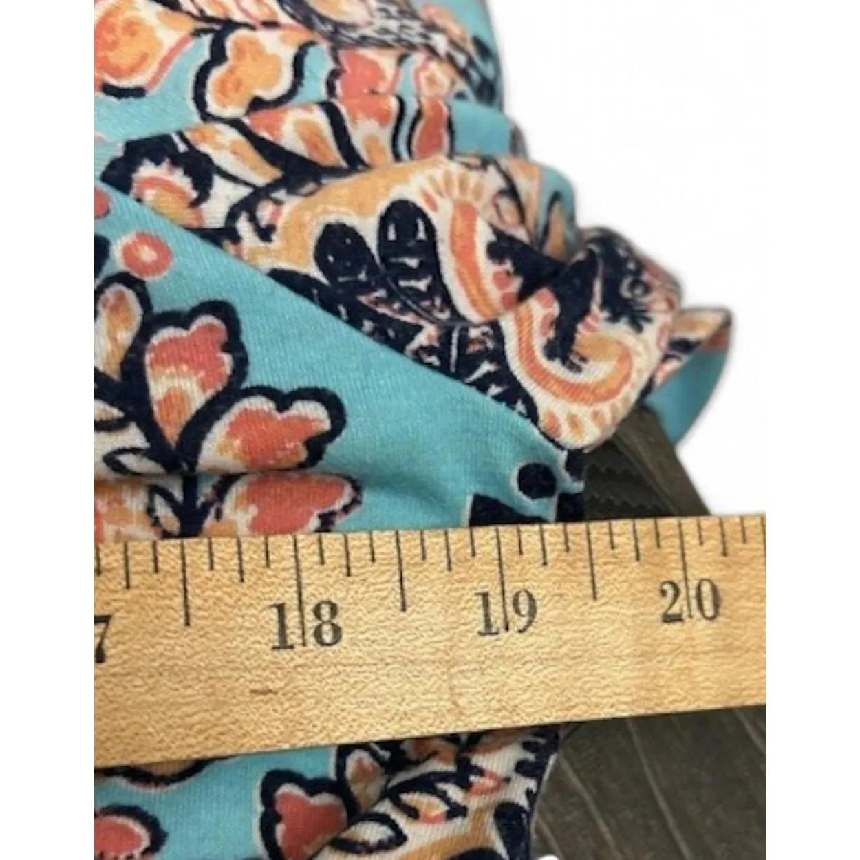 Fig & Flower Mixed Media Paisley‎ Blouse Women’s S Aqua & Red Boho Bell Sleeves - Image 8