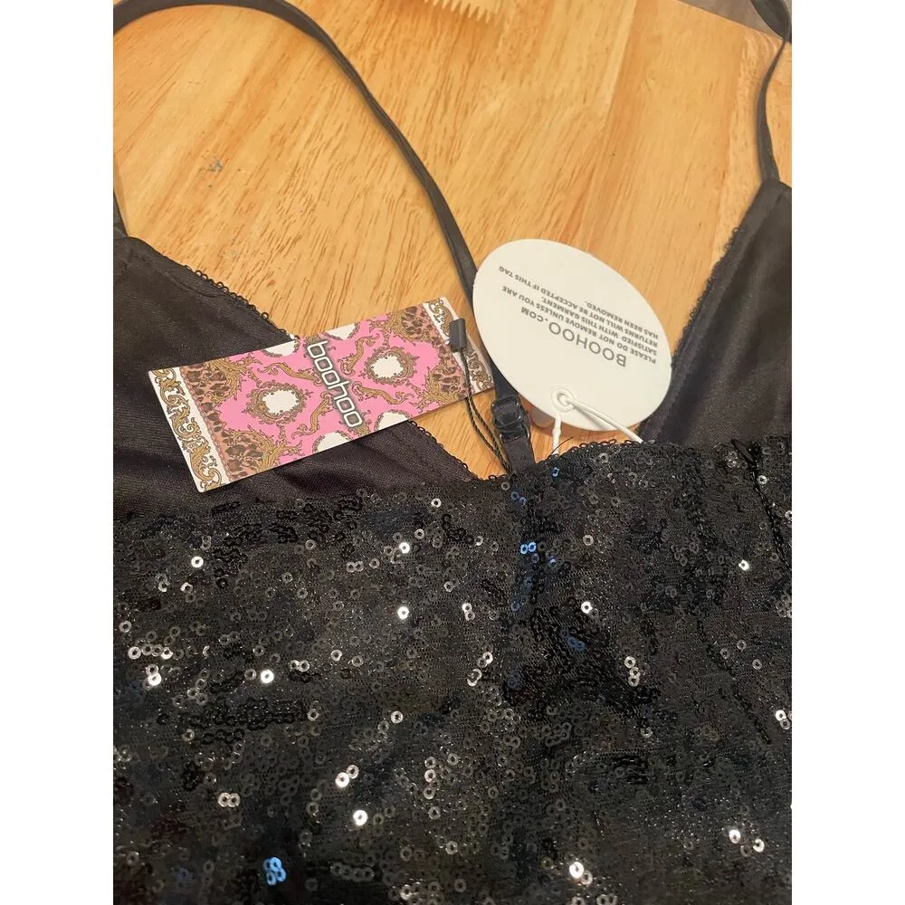 BooHoo Brand Black Sequin Body Suit, $24, Size 14, B50 - Image 5
