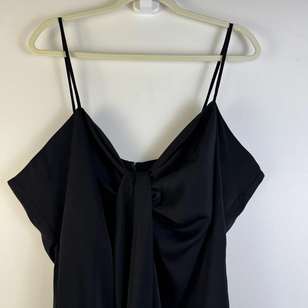 ELOQUII Draped Twist-Front Satin Slip Dress Black Size 22 NWT Plus Cocktail LBD - Image 5