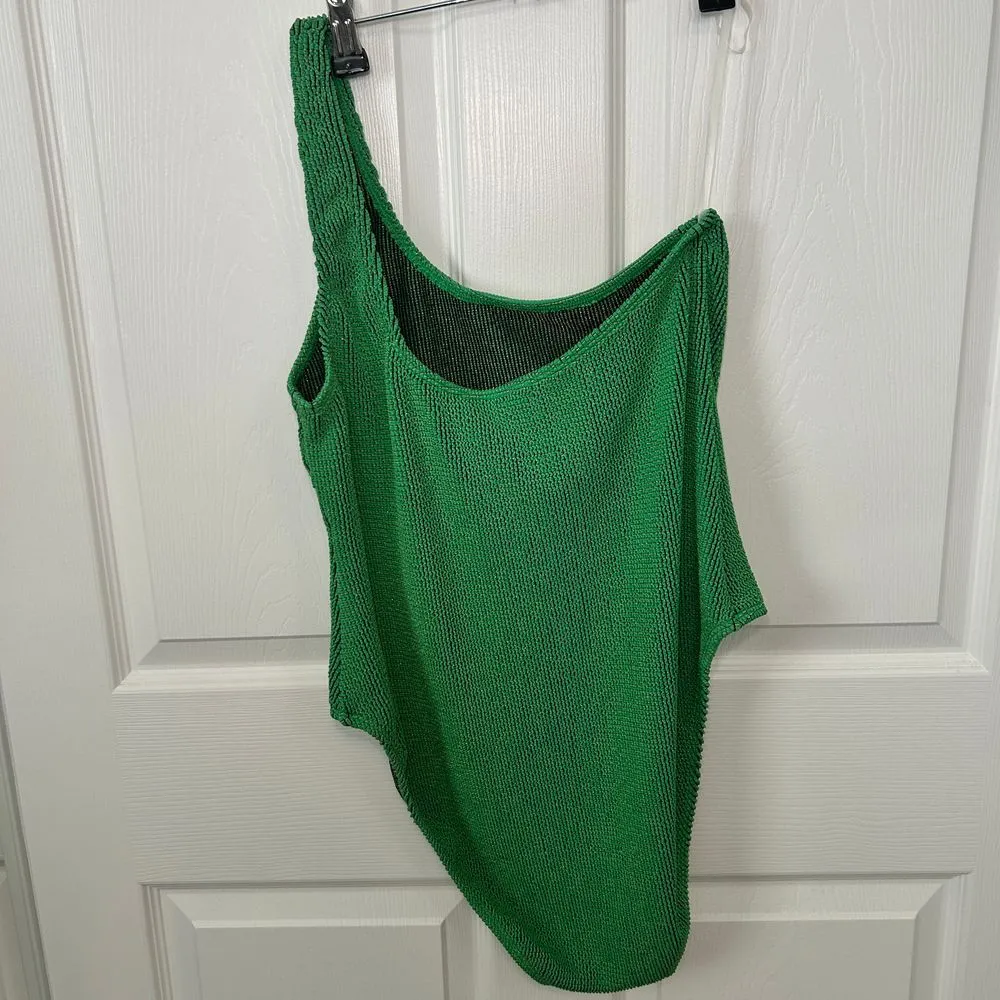 NEW Good American ALWAYS FITS SHOULDER ONE-PIECE Swimsuit Size 5/6 2XL GreenGold - Image 6