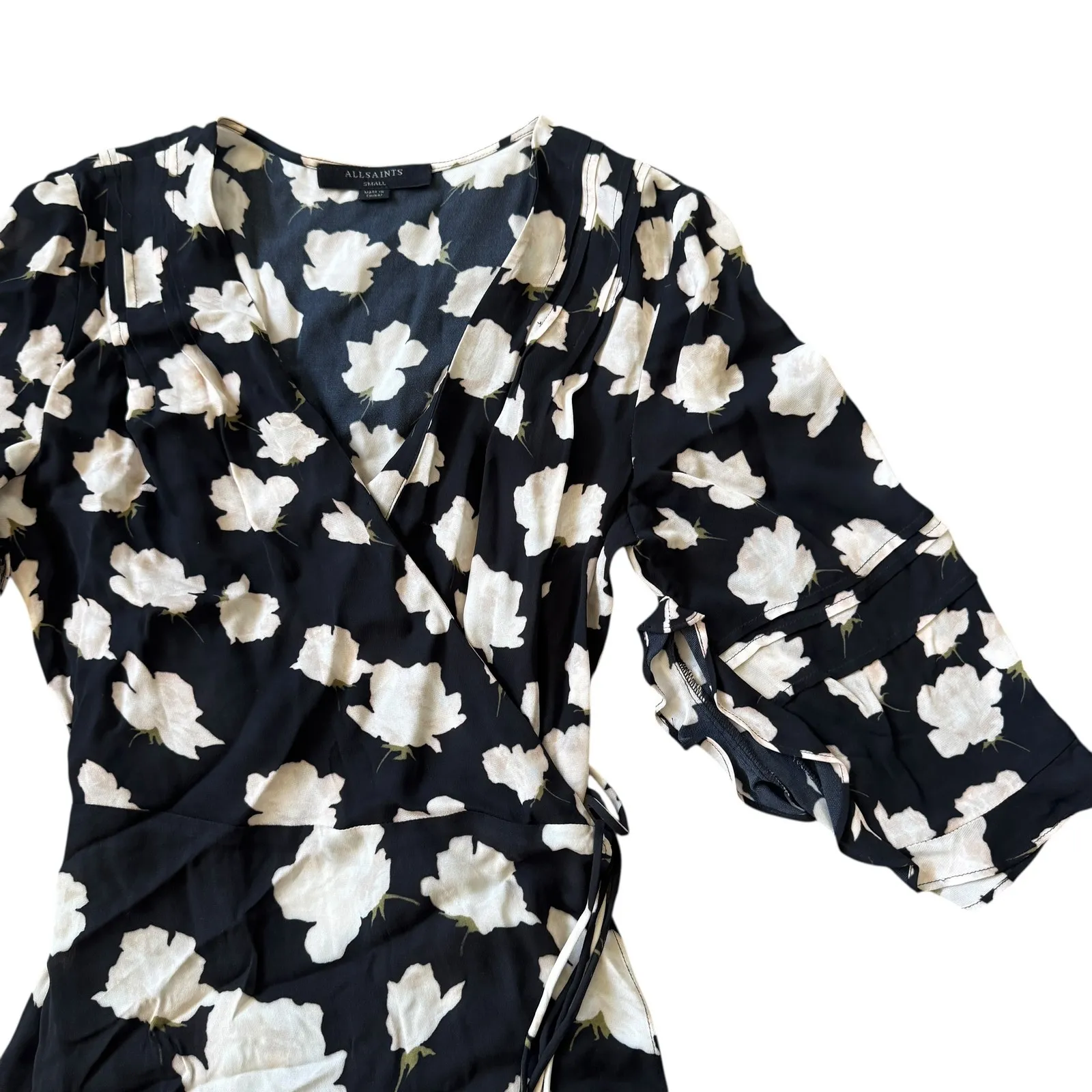 All Saints Black Floral Wrap Maxi Dress - Image 5
