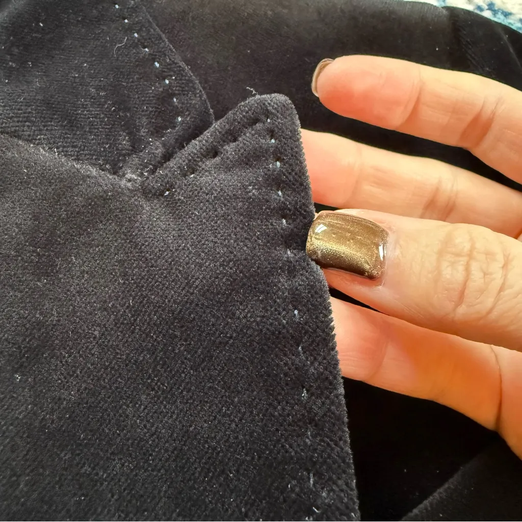 Vintage Y2K J.Crew Velvet Blazer Black Velvet with Contrast Blue Stitching - Image 8