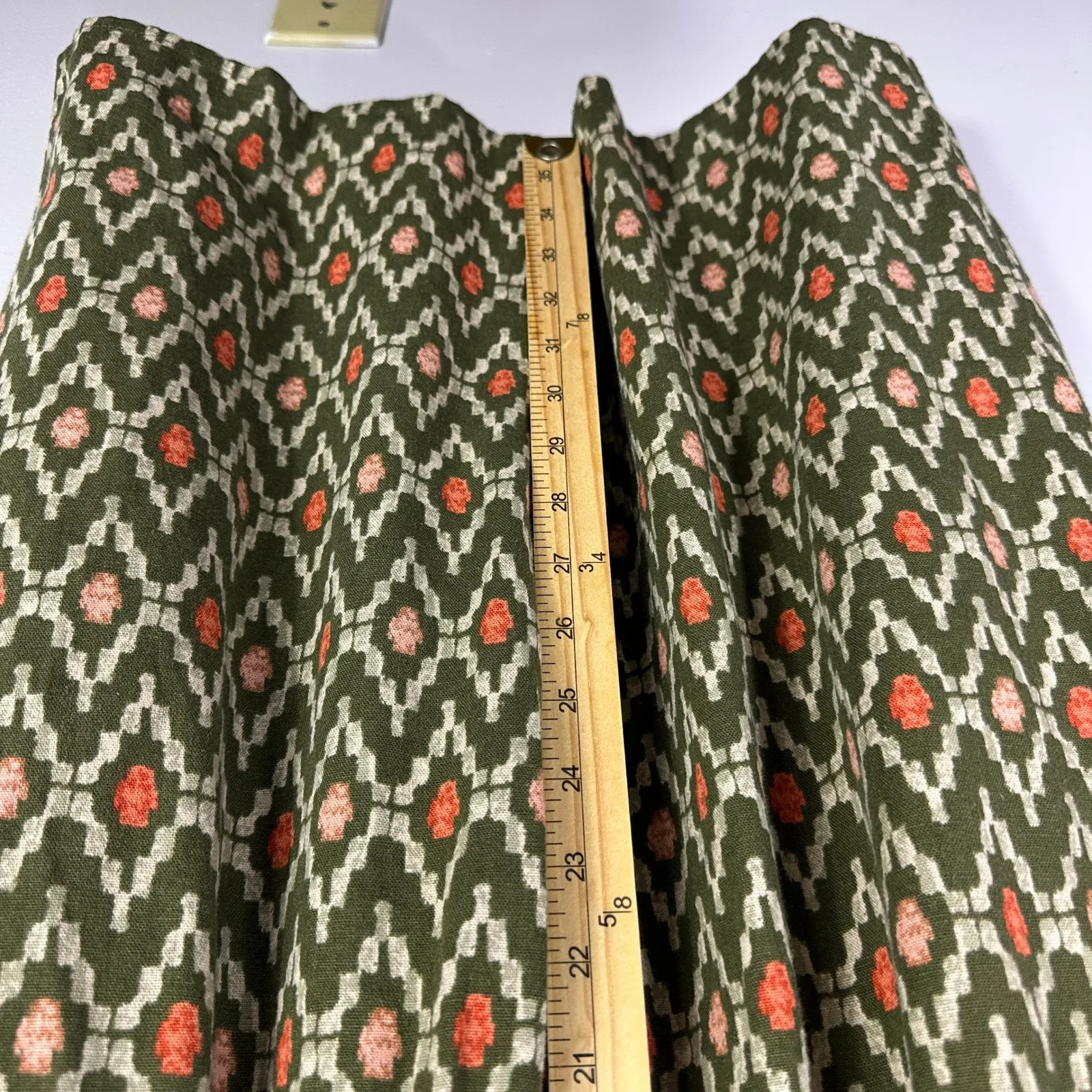 Sonoma Dress L Green Ikat Linen Blend Boho Cottagecore Earthy Granola Size L - Image 6