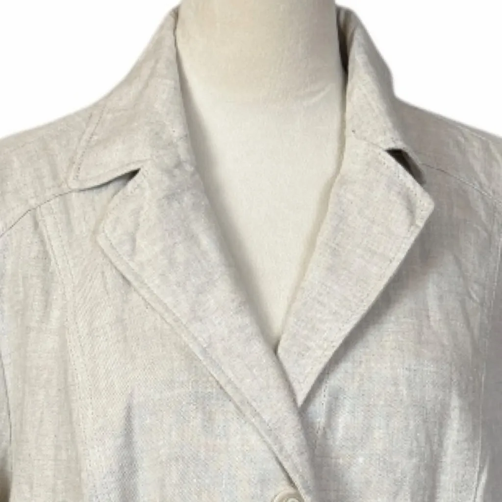 Studio Works Linen Blend Blazer Women’s Size Large Minimalist Tan Natural Beige - Image 9