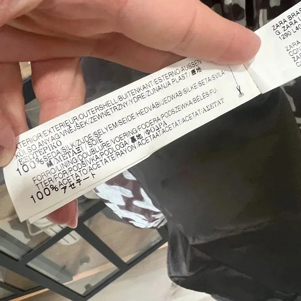 Vintage Zara Silk dress evening formal business high neck flowy elegant neutral - Image 7