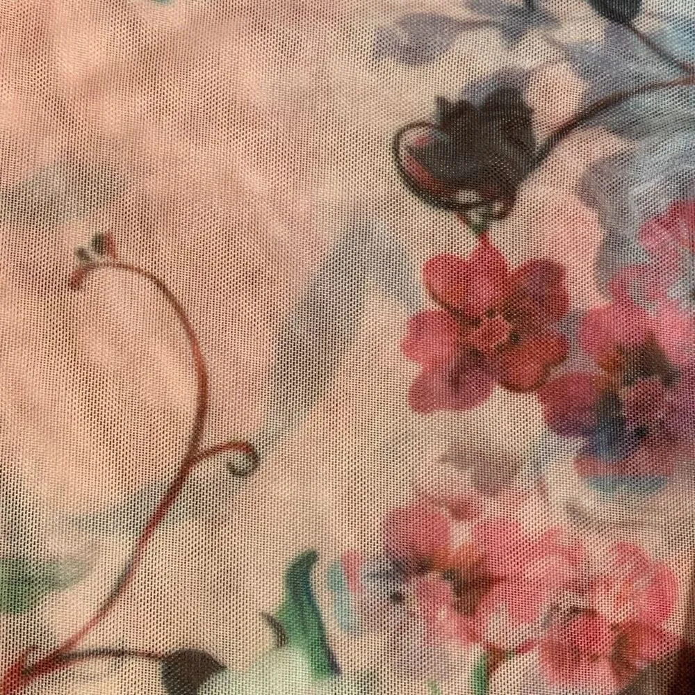 Superdown Simona Sheer Pastel Short Sleeve Top Floral Multi Size Small Y2K - Image 9