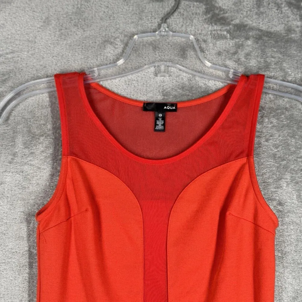 Aqua Shirt Womens Small Orange Peplum Top Sexy Chic Y2K Mesh Partywear Cocktails - Image 4