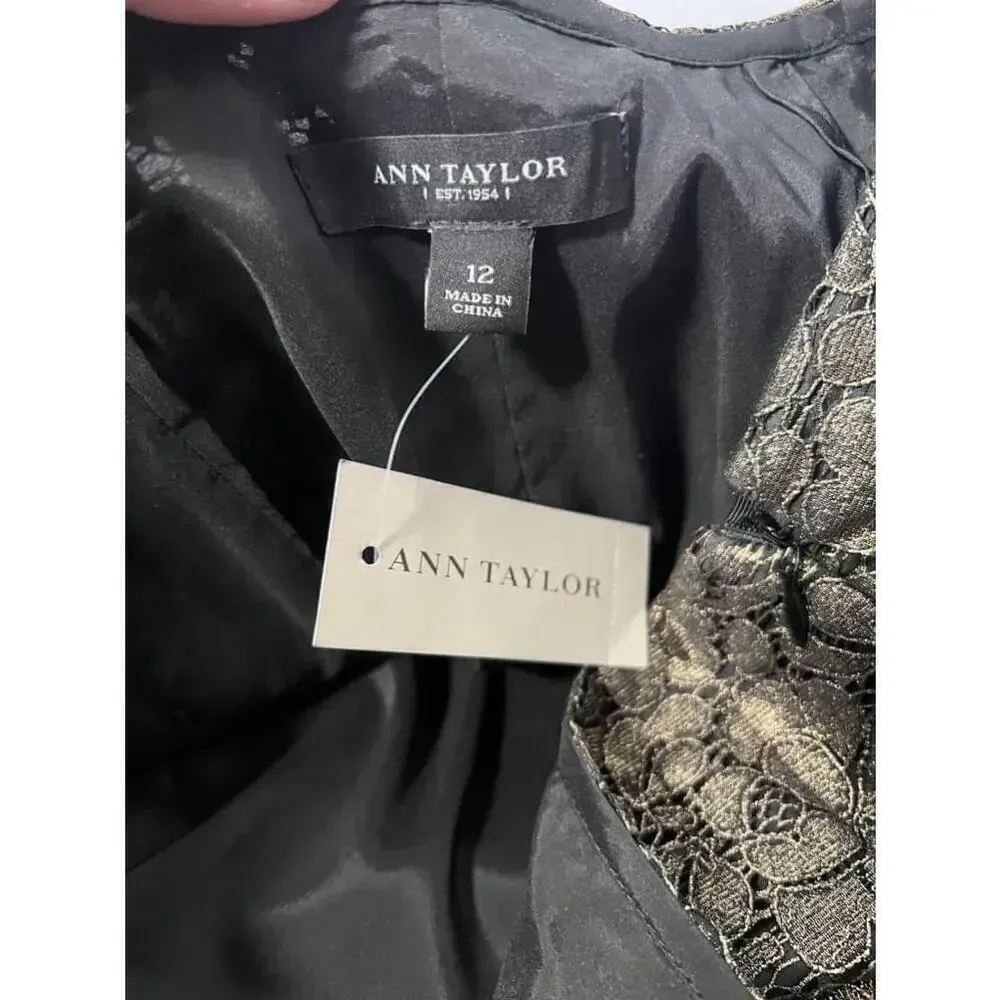 Ann Taylor‎ Gold Metallic Lace Pencil Skirt Size 12-NWT - Image 4