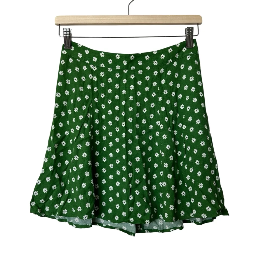 Reformation Floral Print green Y2K Skater Mini Skirt 4 - Image 2