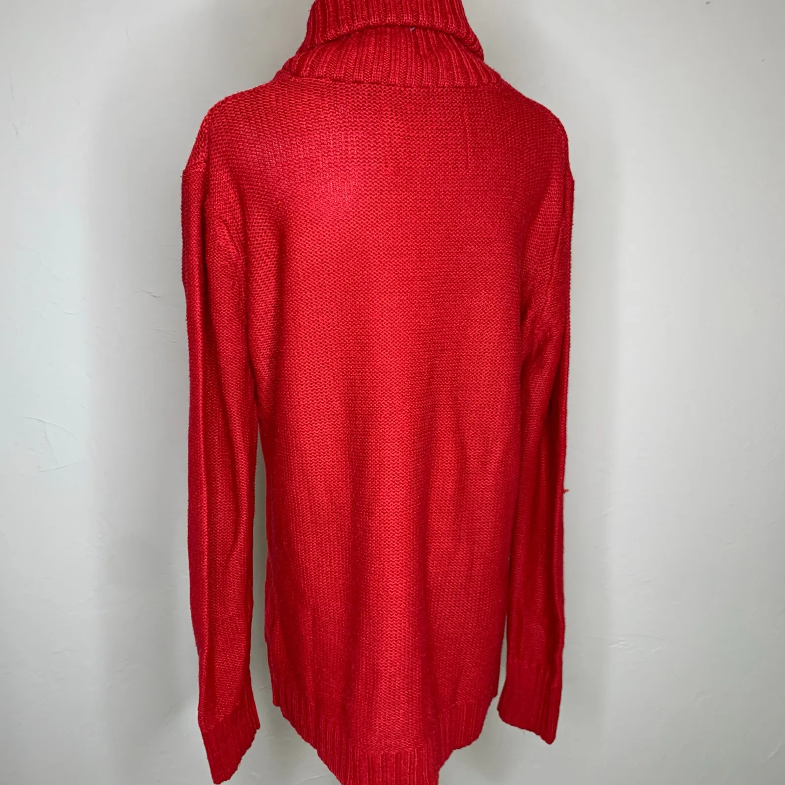 Natural Reflections Red Henley Shawl Collar Sweater Sz XL - Image 2