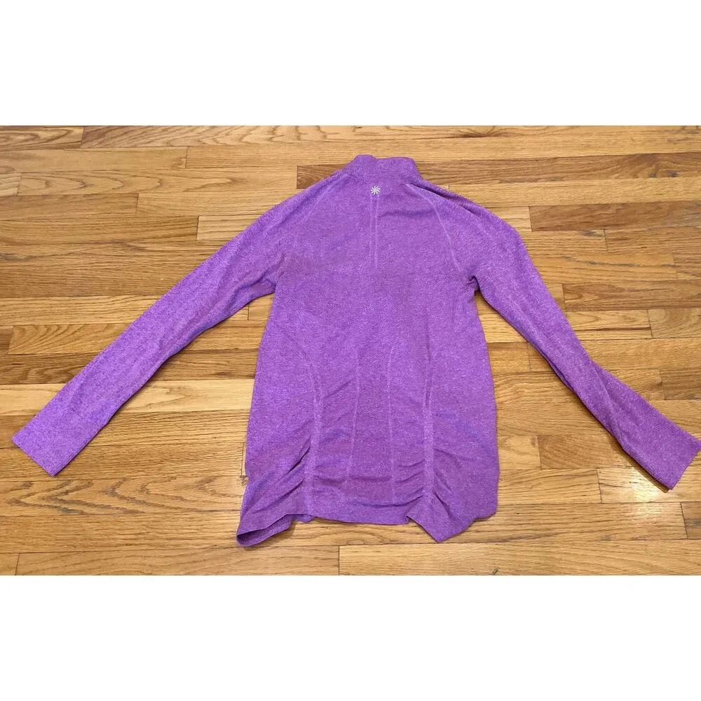 Athleta Women's Fast Track Half Zip Purple Ruched Large athleisure activewear - Image 2