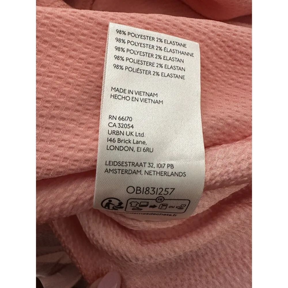 Free People Scarlett Satin Ruffle Wrap Mini Dress in Peach Size M - Image 11