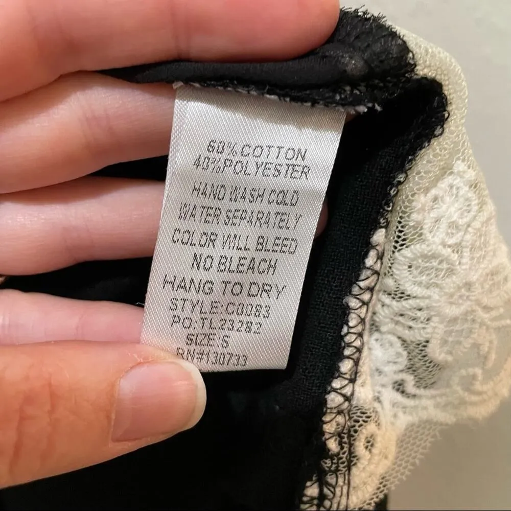 Umgee Black Short Sleeve Lace Trim Tunic Dress Womens S Boho Casual Mini - Image 7