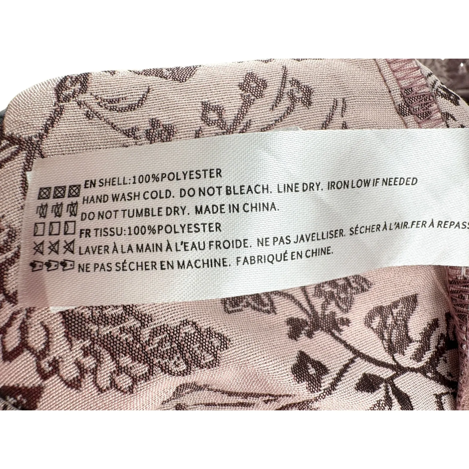 En Saison Jacquard Floral Puff Sleeve Tiered‎ Mini Dress Mauve Pink Brown L Size L - Image 5