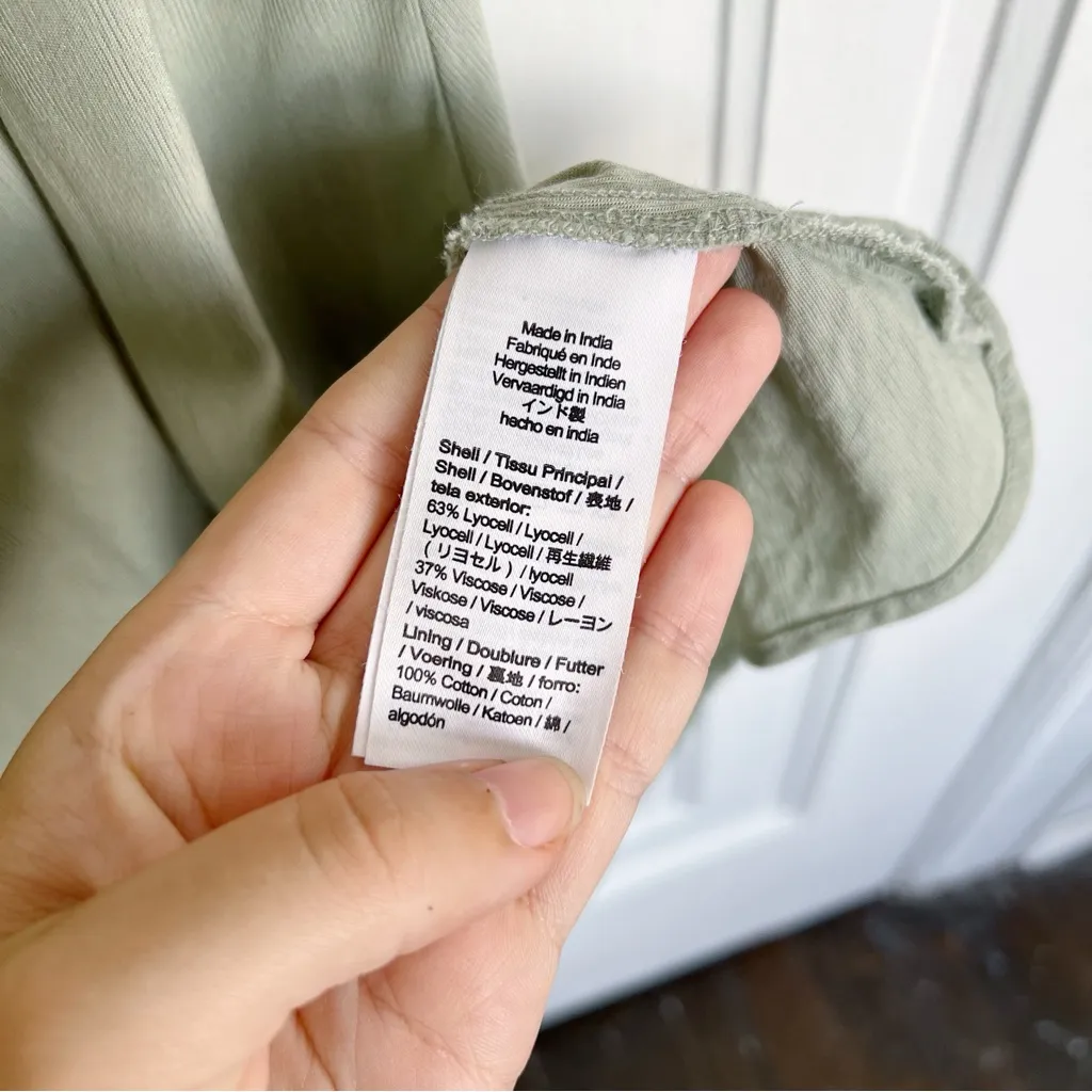 Madewell • Sweetheart Puff-Sleeve Midi Dress in Frosted Sage green bias cut - Image 10