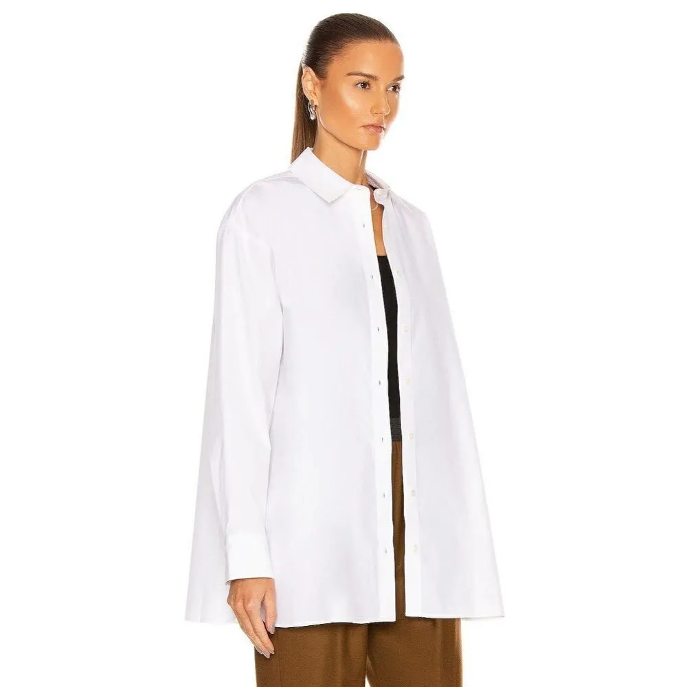 Loulou Studio Espanto Oversized Poplin Shirt in White Small New Womens Top - Image 5