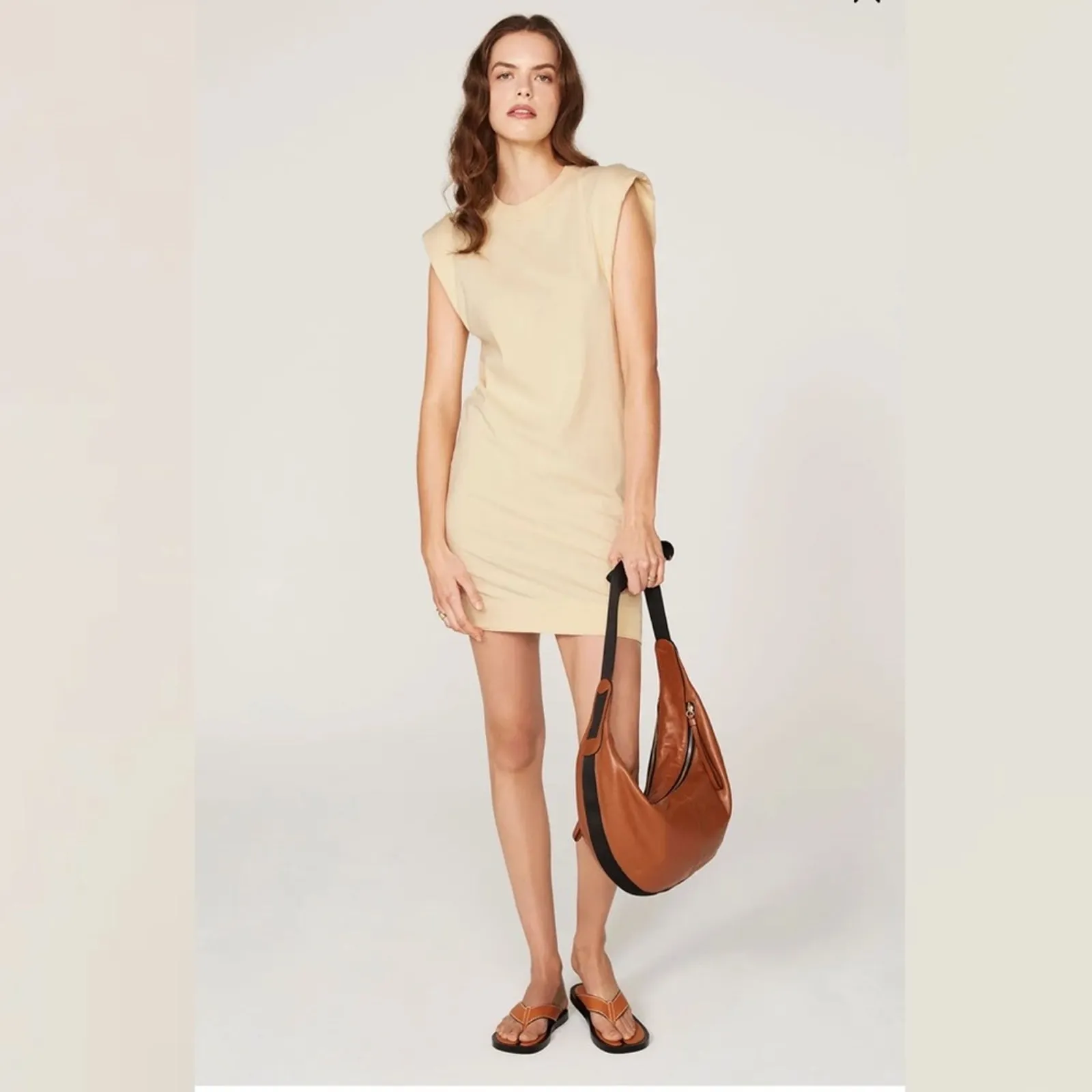 Bassike Light Yellow Turnback Mini Dress - Image 10