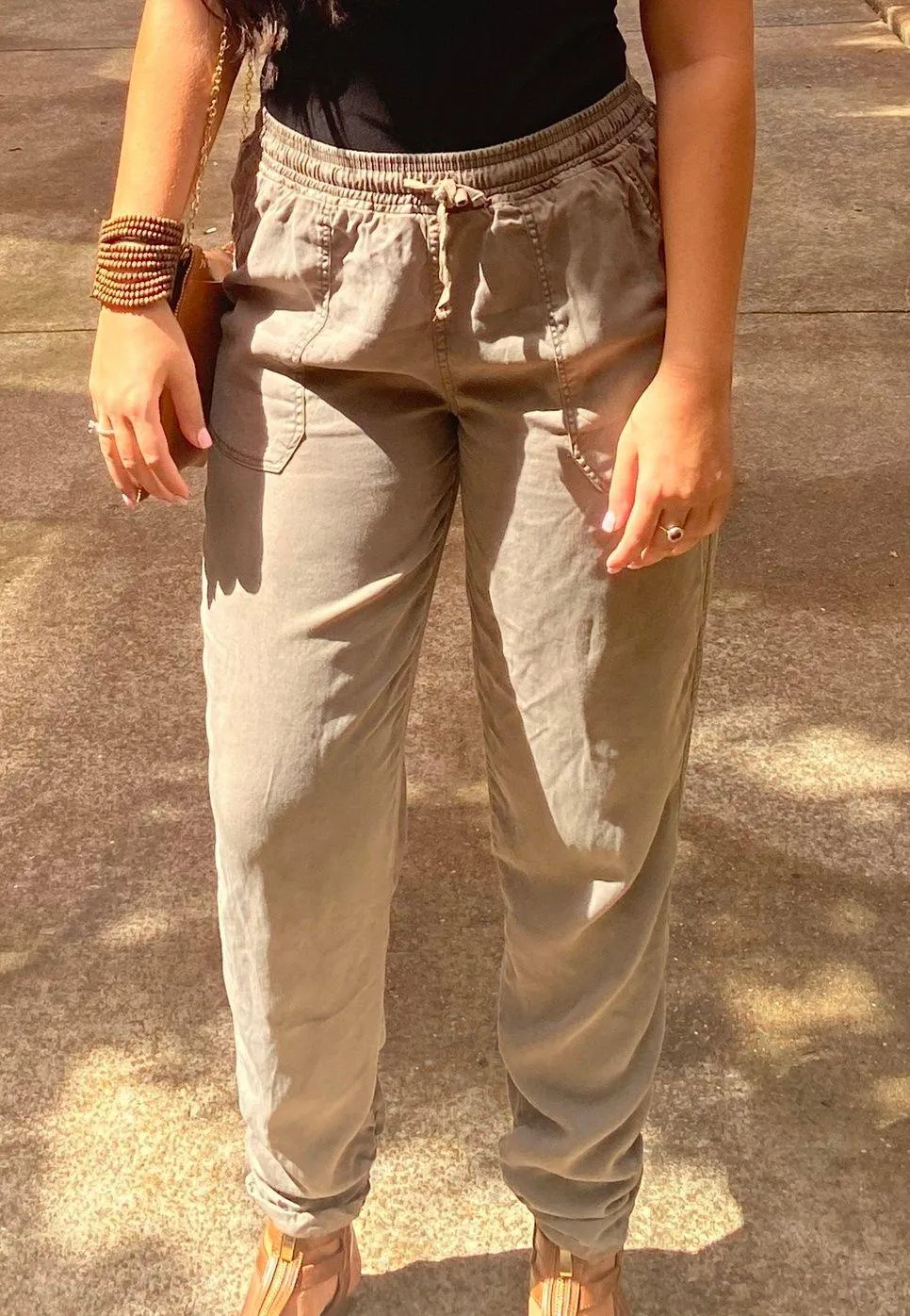 Army Green Boho Joggers Size L - Image 2