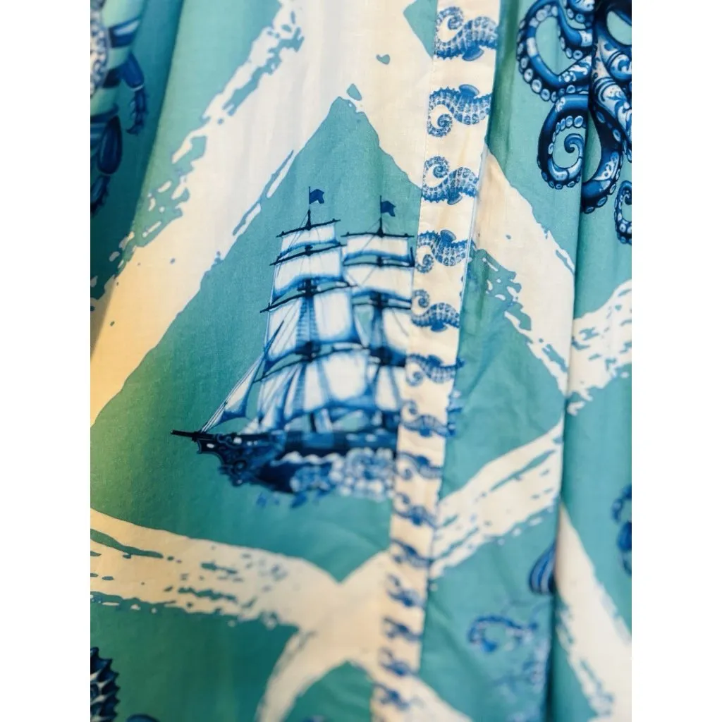 IslaPayal Malta Mini Treasure Island Turquoise Dress Size Small Nautical Coastal Blue - Image 3