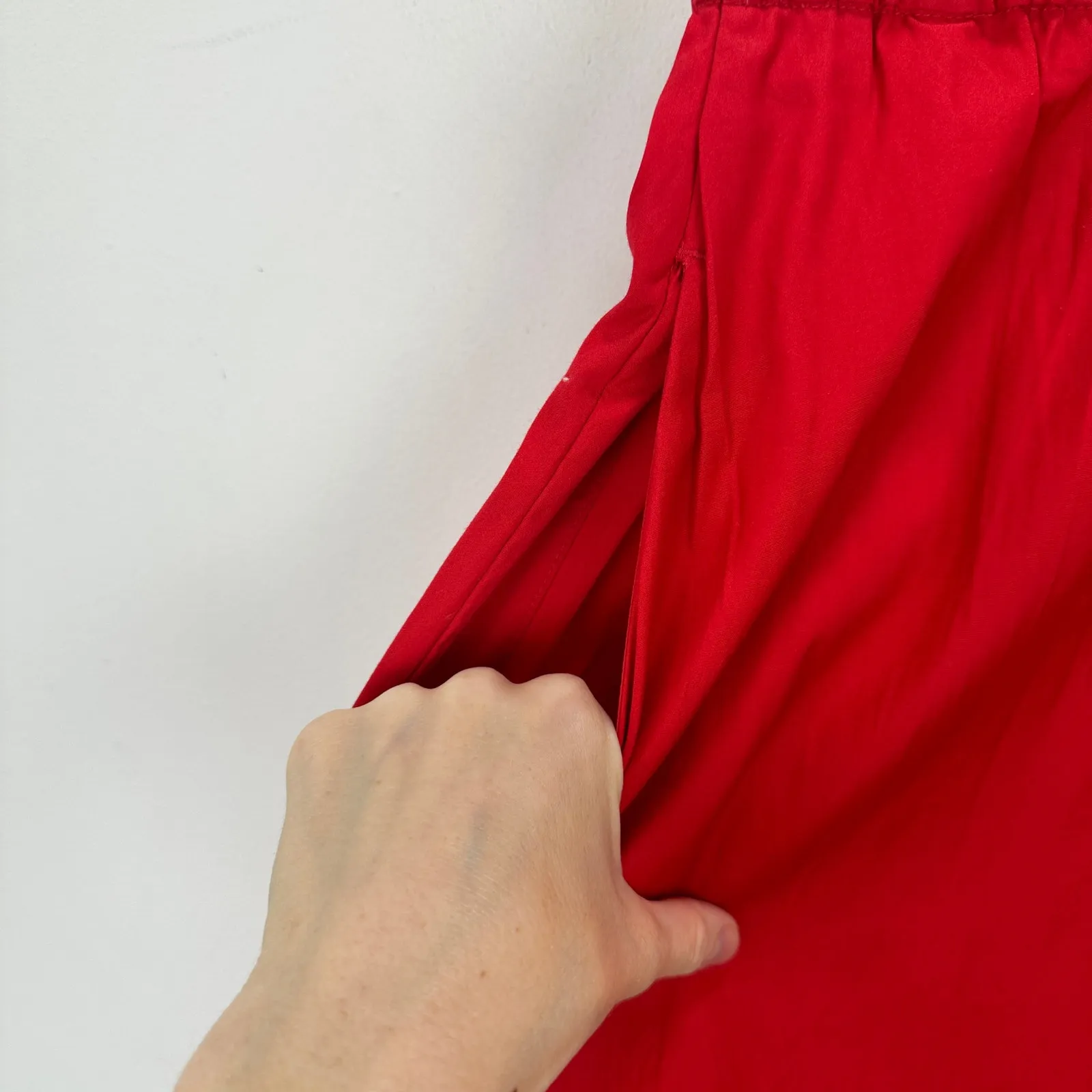Madewell Poplin Midi Skirt Cotton A Line Cerise Red Minimalist Pockets XS NWT - Image 11