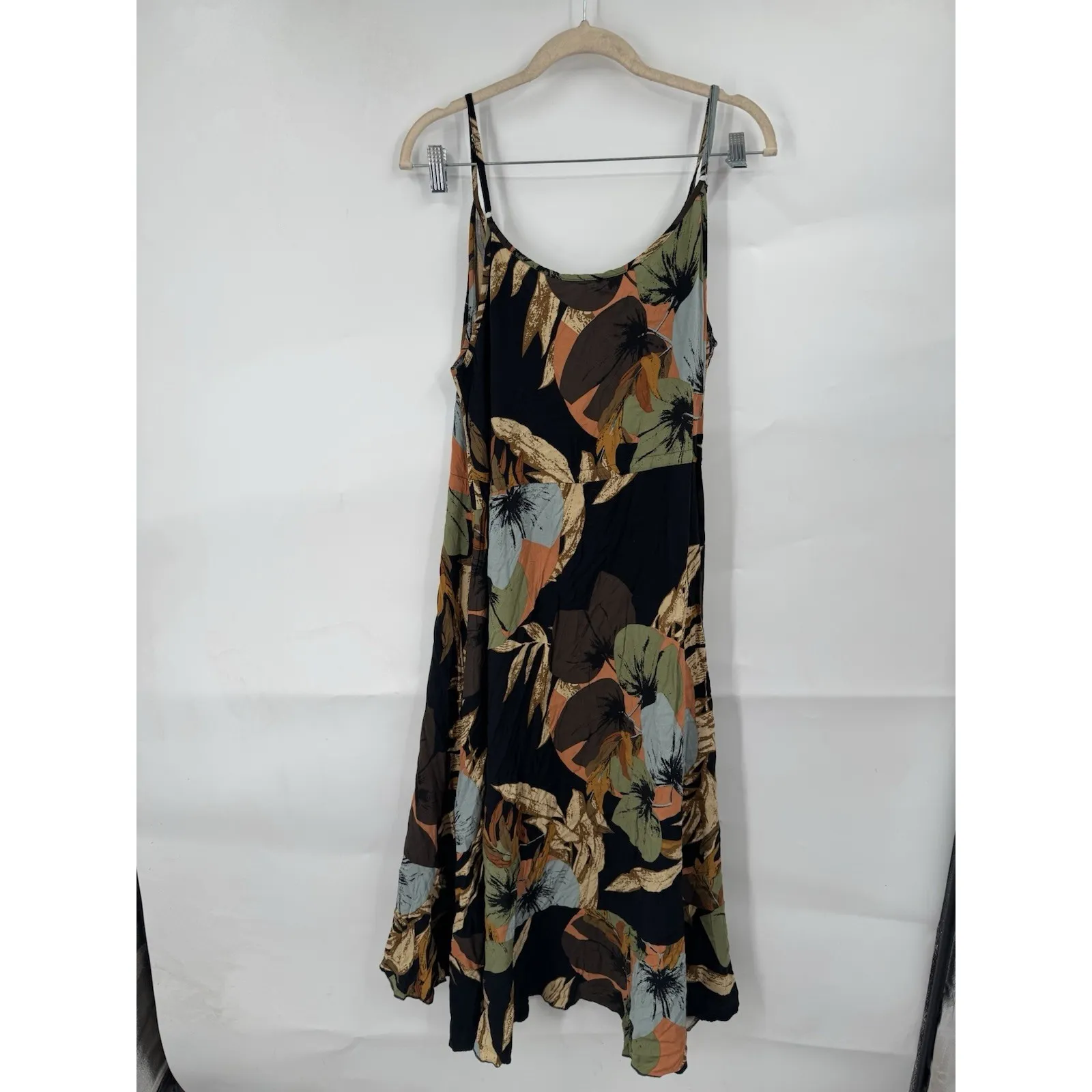 Brovave Bohemian Tropical Midi Button Dress Women Large Black Beach Granolagirl - Image 3