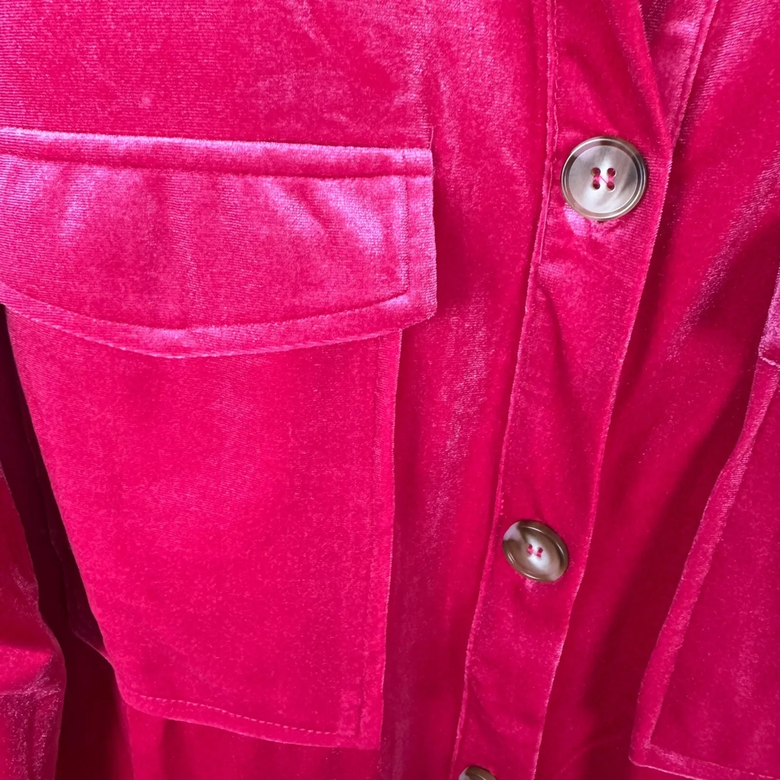 Easel Los Angeles Womens Pink Velvet Shirt Medium Button Down Oversized Colorful - Image 3