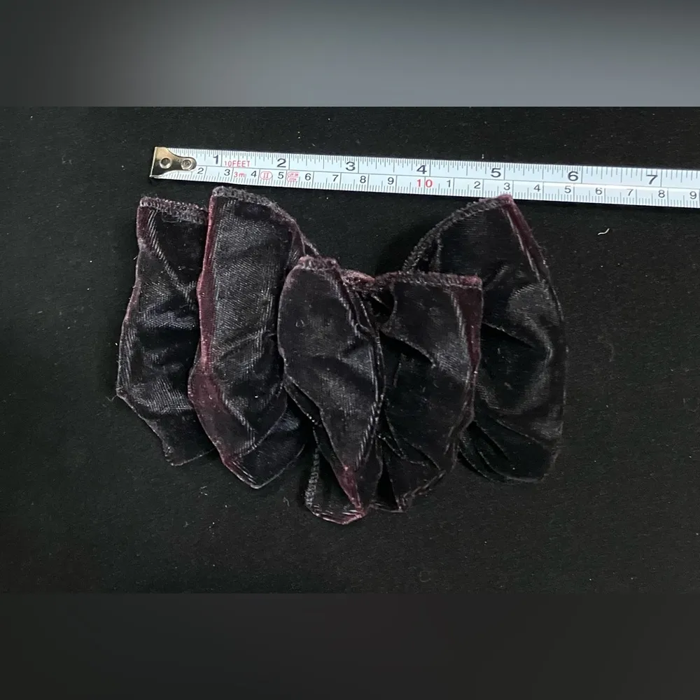 Vintage 90s Big Velvet Hair Bow Barrette Clip Ribbon Goodys Oversized Wine Red - Image 5