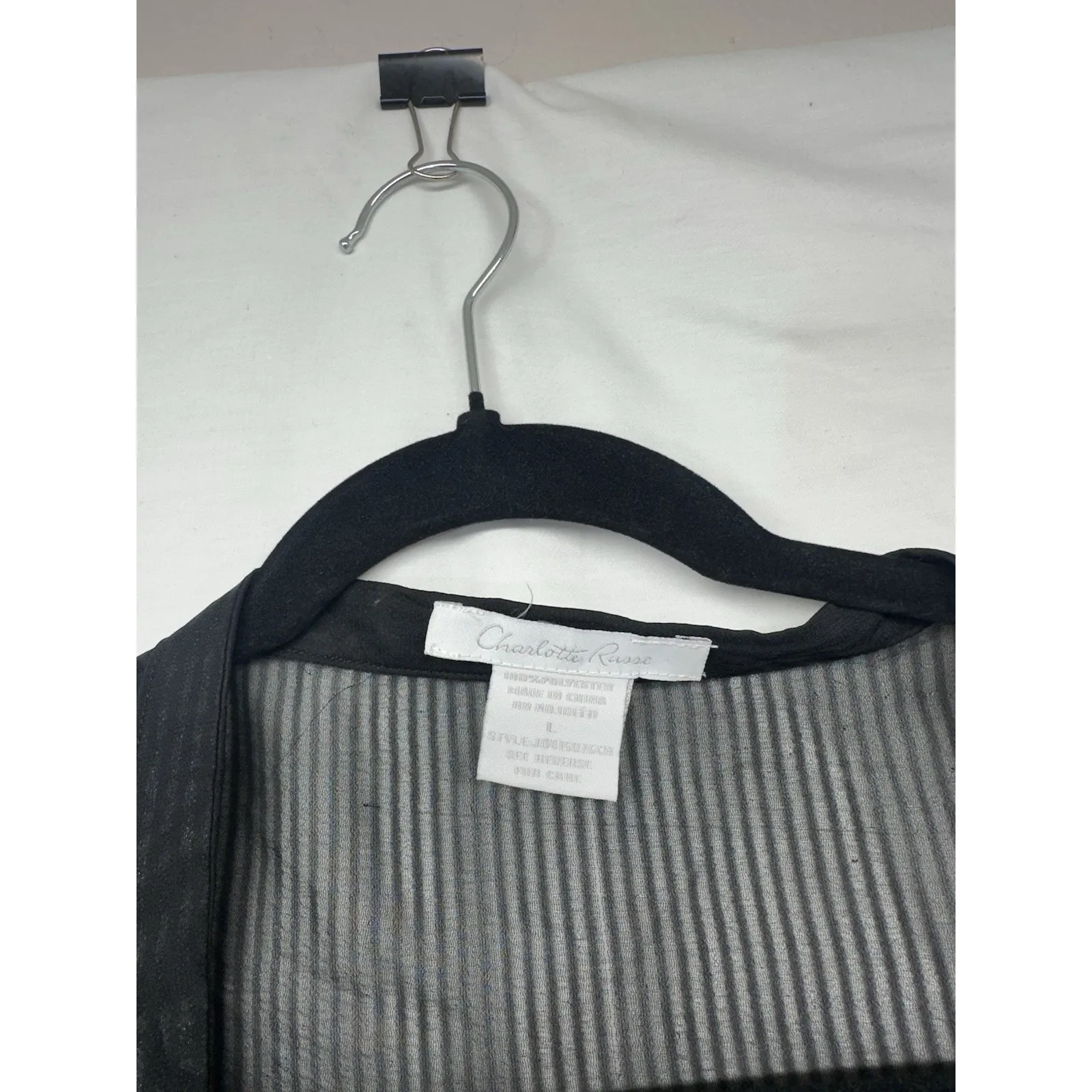 CHARLOTTLE RUSSE Women’s sheer blouse Size L black color -A32- - Image 2