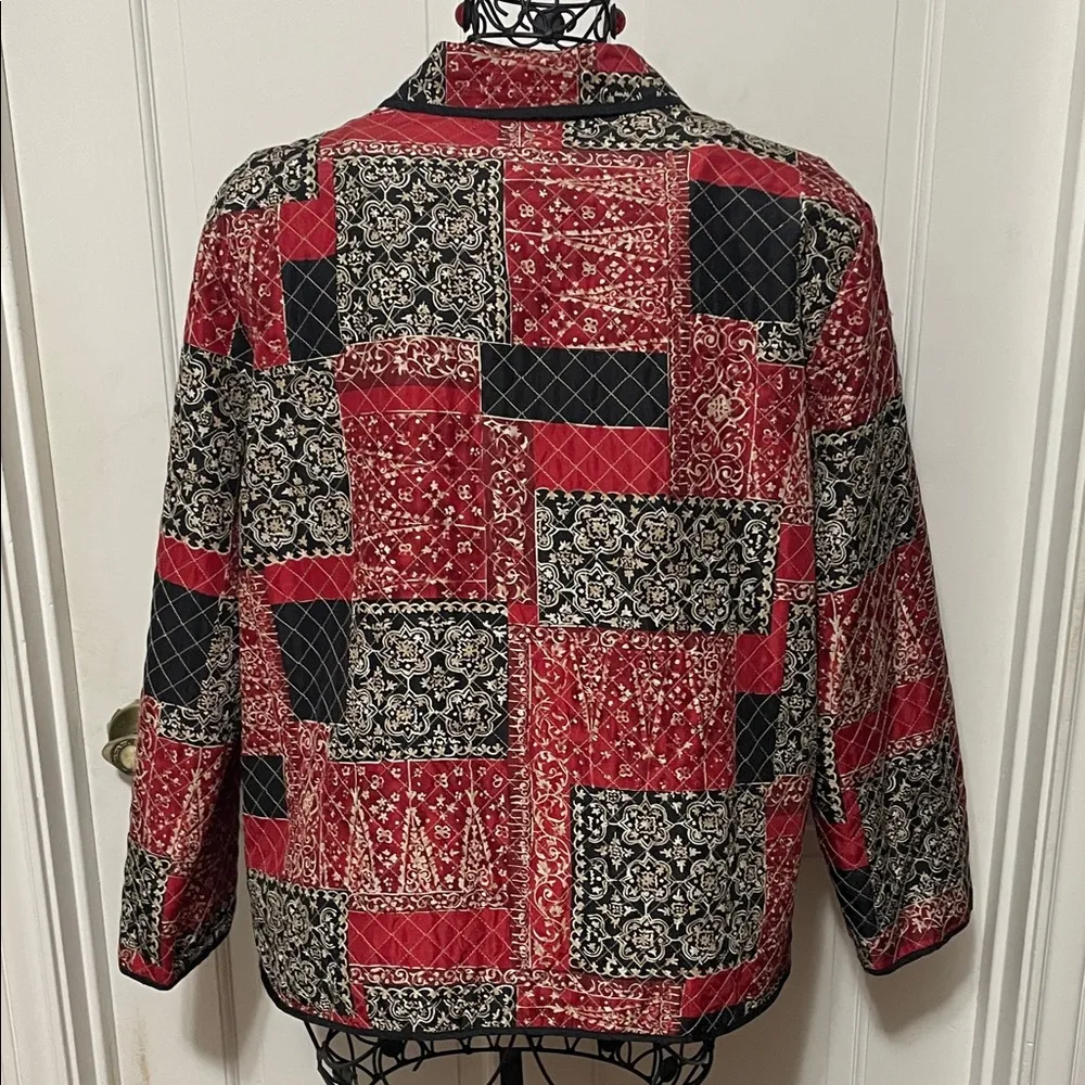 🍄🍄🍄BOGOHO 🍄🍄🍄Alfred Dunner Red and Black Silk Quilted Jacket-16P - Image 6