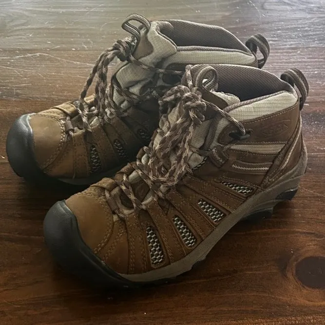 KEEN Brown Black Work Trail Hiking Shoes Lace Up Casual Neutral Women's Size 6.5 - Image 5