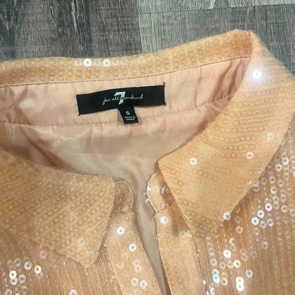 7 For All Mankind  sequin button down collared shirt - Image 3
