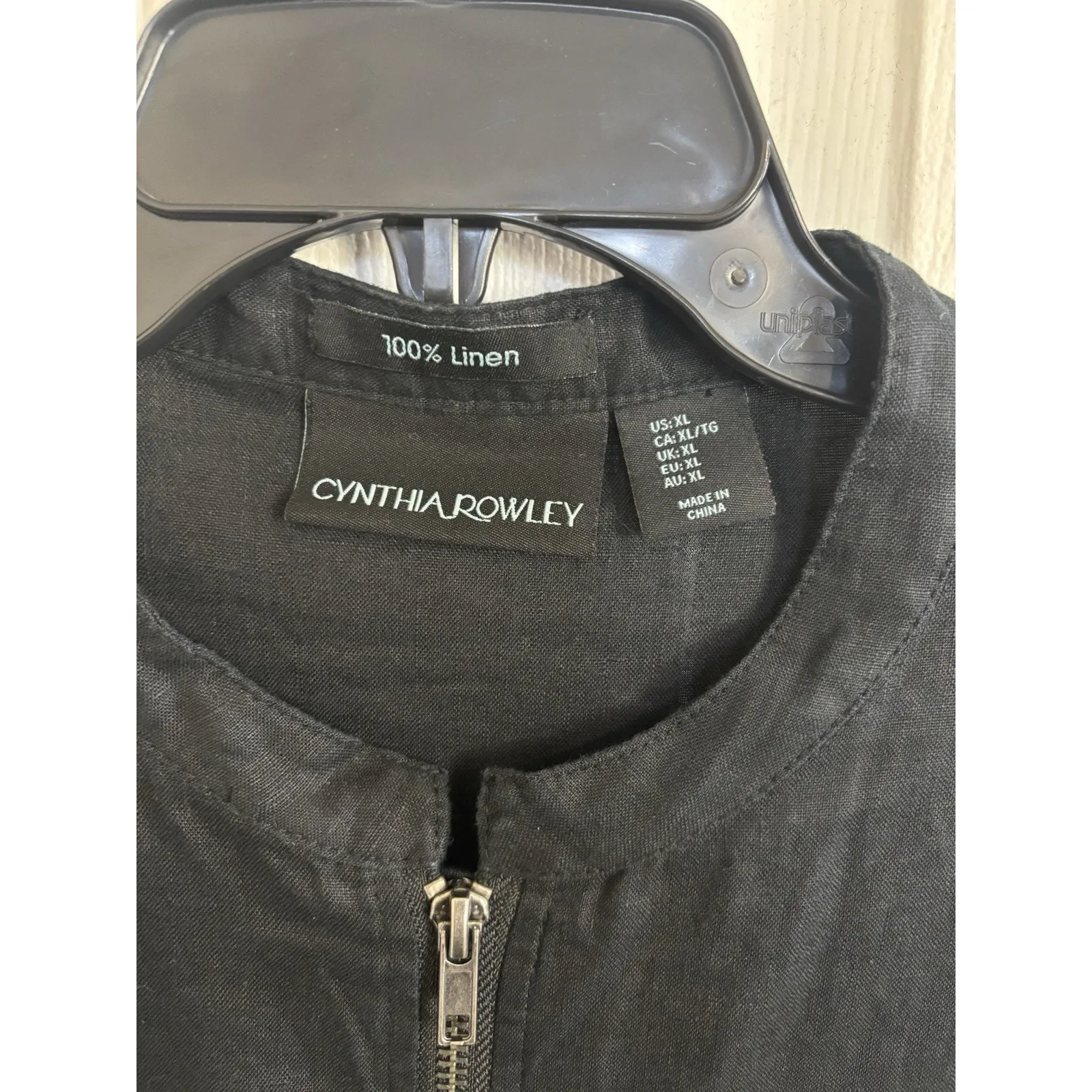 Cynthia Rowley 100% Linen Black Lightweight Full Zip Bomber Jacket Size XL - Image 4