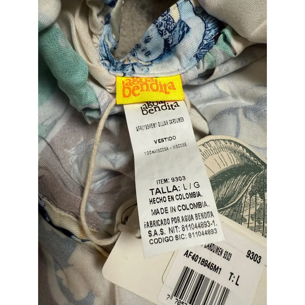 Agua Bendita Gillian Cardumen Floral Print Plunge Neck Cut Out Mini Dress Size L - Image 11