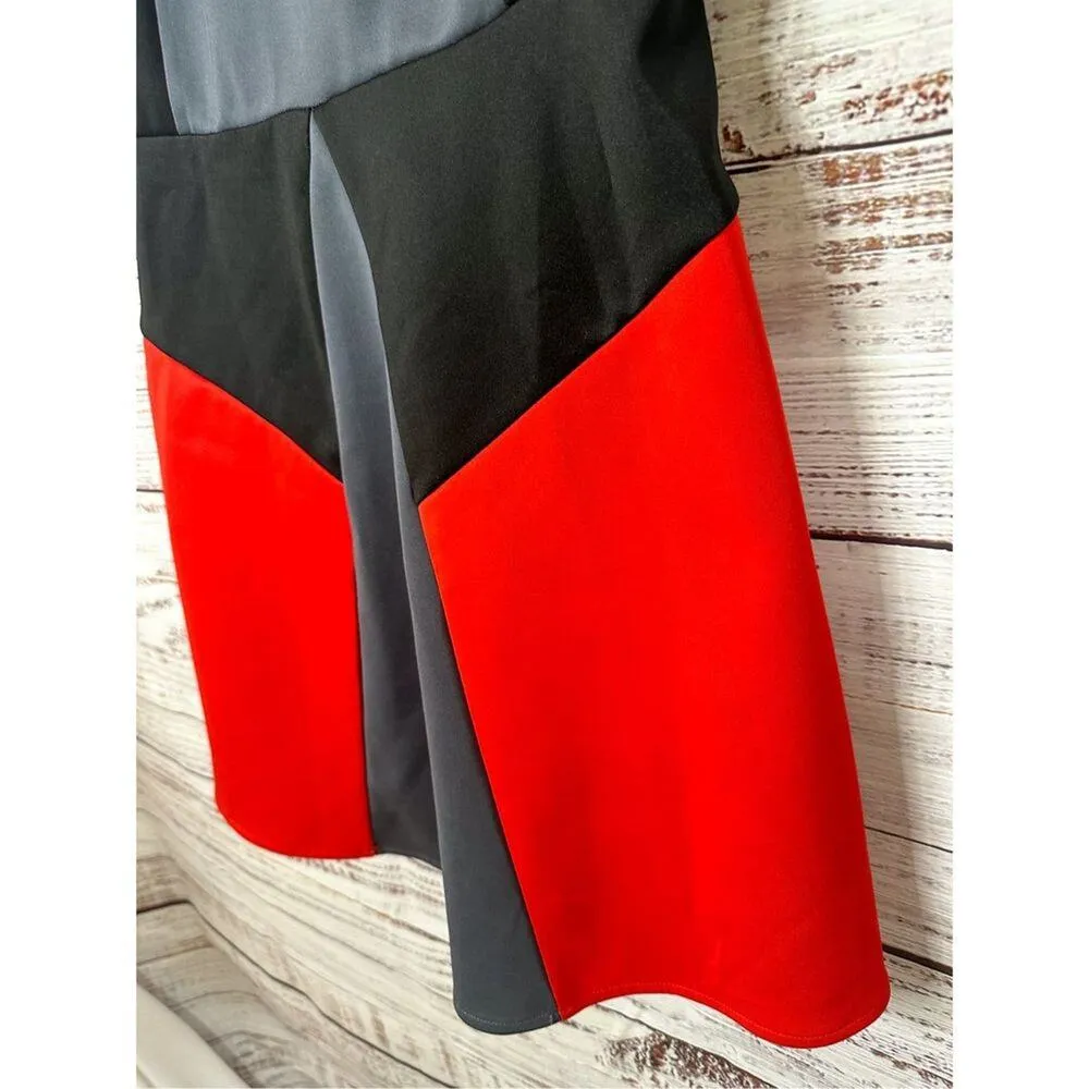 Buffalo David Bitton Womens Colorblock Open Back Mini Dress Red Black Gray Sz XL - Image 5