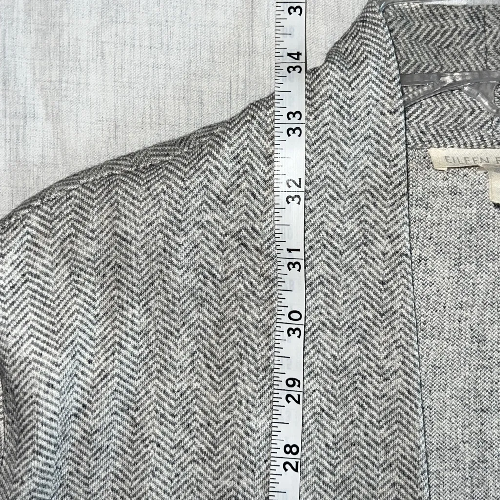 Eileen Fisher Women's Organic Cotton Cardigan Open Front Gray Herringbone Medium - Image 8
