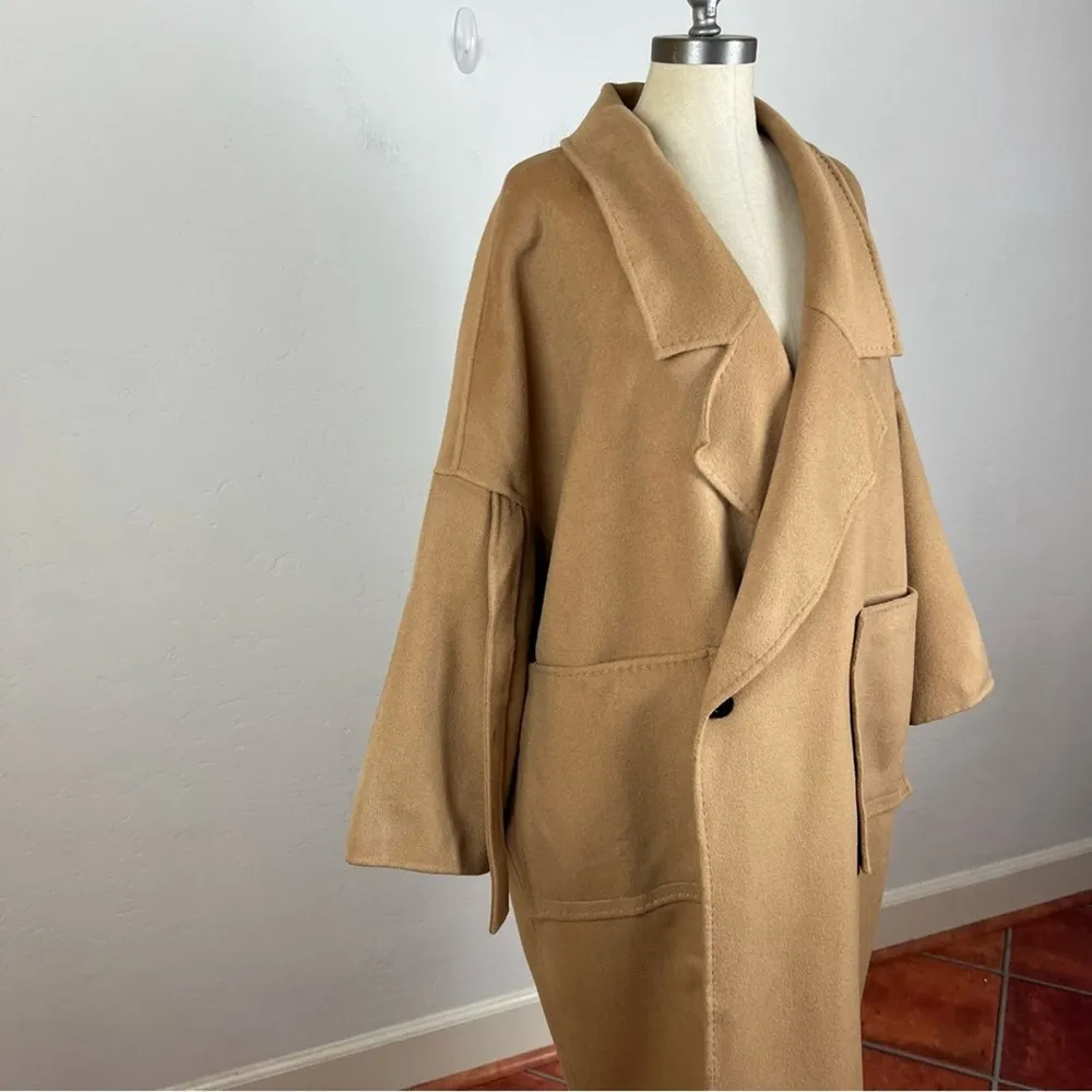 LIT Active Large Collar Oversized Wool Coat in Camel - Image 3